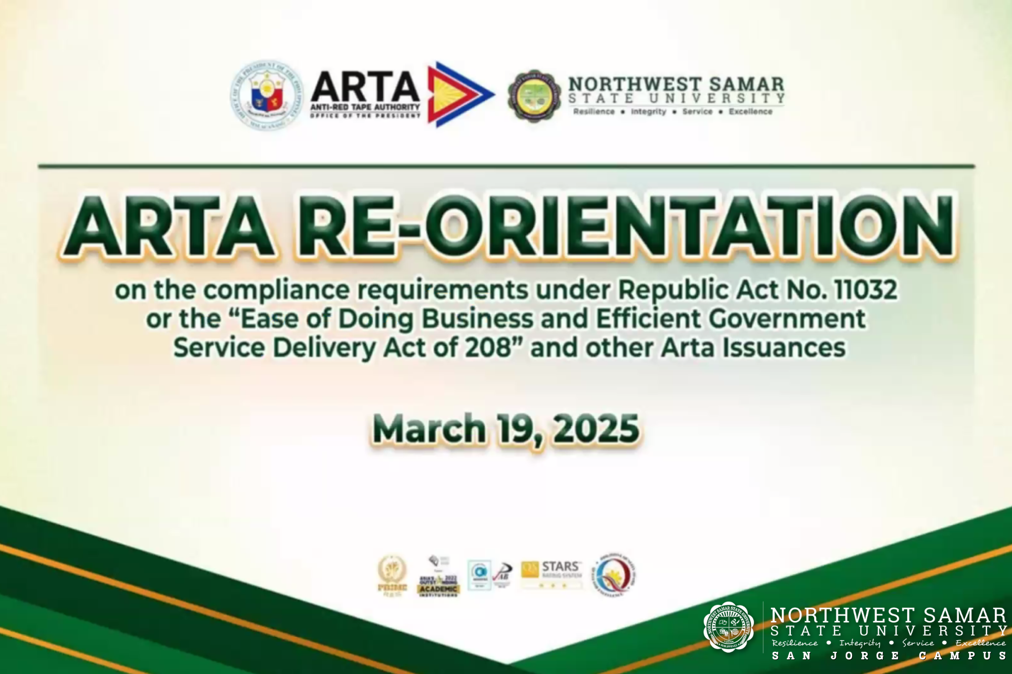 NwSSU Conducts ARTA Re-Orientation: Strengthening Public Service Efficiency